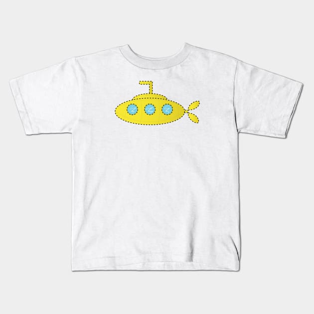 Yellow Submarine Kids T-Shirt by Dami Designs